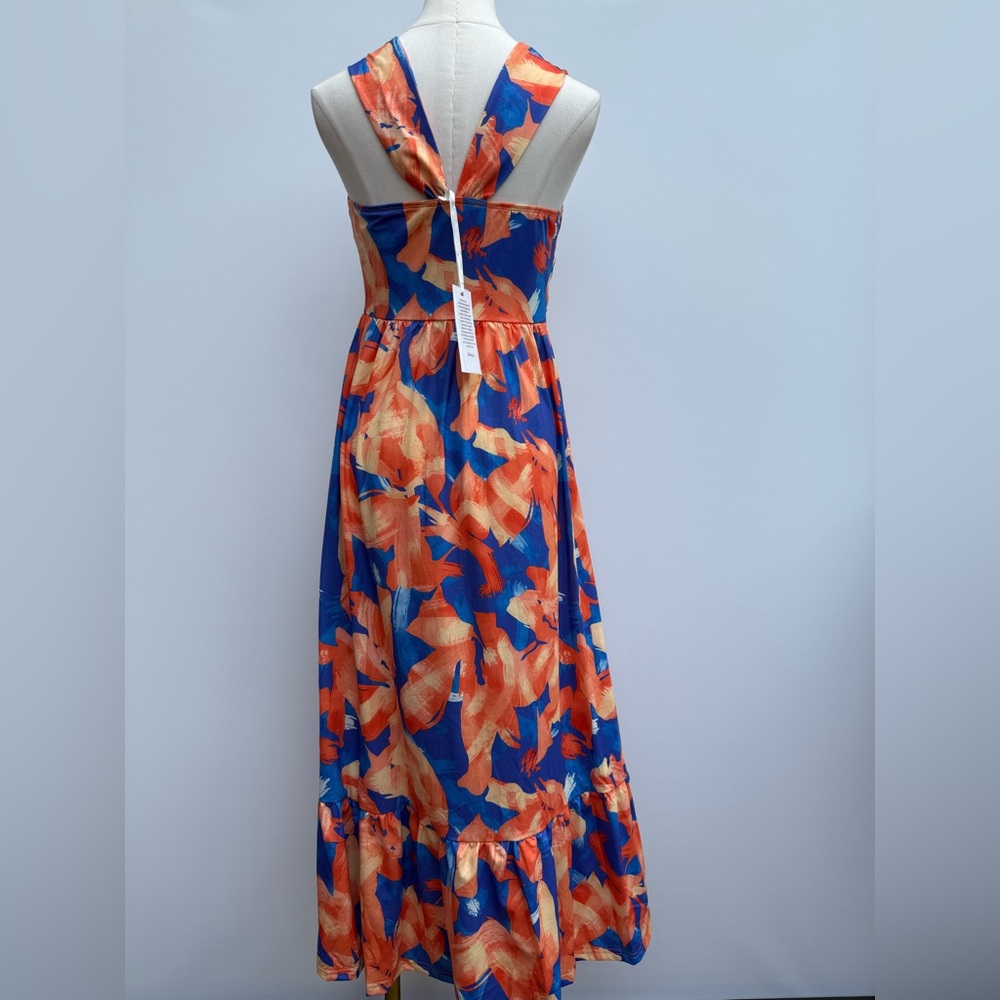 GRACE KARIN Women's Criss Cross Halterneck Sleeveless Summer Floral Maxi Dress - Picture 6 of 16